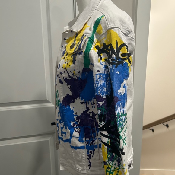 Girls Sacred Crown Graffiti Jean Jacket Size Medium (10-12) NWOT - Picture 6 of 9